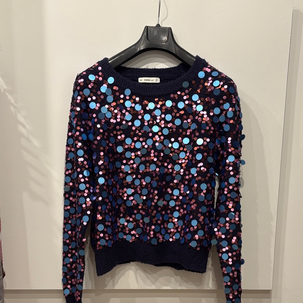 Zara Navy Sequin Sweater